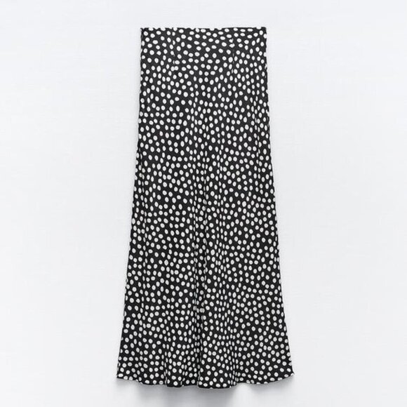 Zara POLKA DOT PRINT MIDI SKIRT Sz-Med NEW WITH TAG - Picture 2 of 3